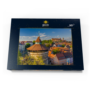 Neutorturm an der Stadtbefestigung mit der Kaiserburg in Nürnberg 500 Puzzle Schachtel Ansicht3