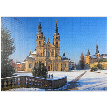 puzzleplate Dom St. Salvator mit Michaelskirche in Fulda, Hessen, Deutschland 1000 Puzzle