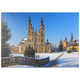 Darstellung des Puzzle Motivs Dom St. Salvator mit Michaelskirche in Fulda, Hessen, Deutschland - Puzzleteile: 500