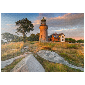 Darstellung des Puzzle-Motivs Abend am Hammeren Fyr Leuchtturm bei Sandvig – Puzzleteile: 1000
