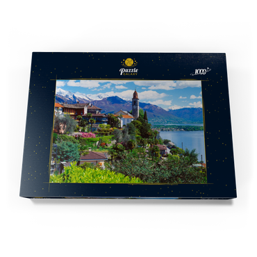 Ronco Sopra Ascona mit der Kirche San Martino am Lago Maggiore, Schweiz 1000 Puzzle Schachtel Ansicht3