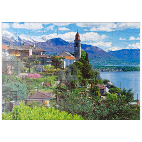Darstellung des Puzzle Motivs Ronco Sopra Ascona mit der Kirche San Martino am Lago Maggiore, Schweiz - Puzzleteile: 100