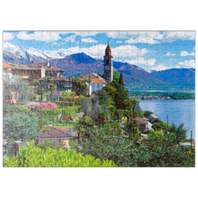 Darstellung des Puzzle-Motivs Ronco Sopra Ascona mit der Kirche San Martino am Lago Maggiore, Schweiz – Puzzleteile: 200