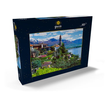 Ronco Sopra Ascona mit der Kirche San Martino am Lago Maggiore, Schweiz 500 Puzzle Schachtel Ansicht2