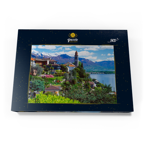 Ronco Sopra Ascona mit der Kirche San Martino am Lago Maggiore, Schweiz 500 Puzzle Schachtel Ansicht3