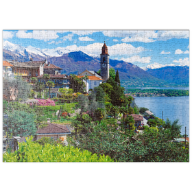 Darstellung des Puzzle Motivs Ronco Sopra Ascona mit der Kirche San Martino am Lago Maggiore, Schweiz - Puzzleteile: 500