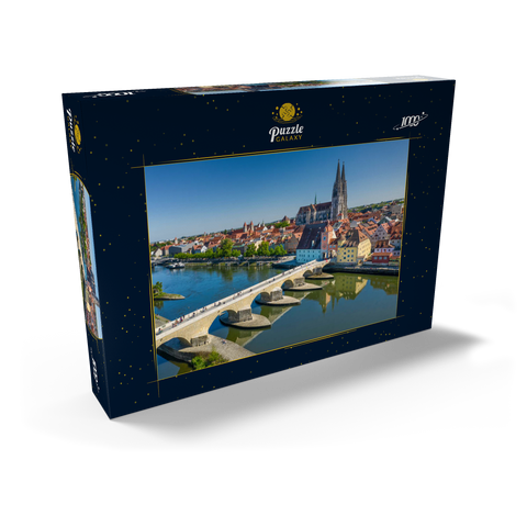 Steinerne Brücke über die Donau mit der Altstadt und dem Regensburger Dom St. Peter 1000 Puzzle Schachtel Ansicht2