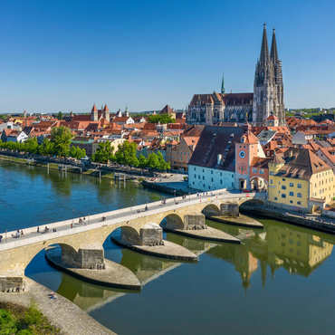 Steinerne Brücke über die Donau mit der Altstadt und dem Regensburger Dom St. Peter 1000 Puzzle 3D Modell