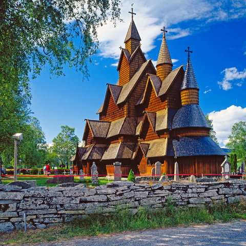 Stabkirche in Heddal, Ortsteil von Notodden 1000 Puzzle 3D Modell