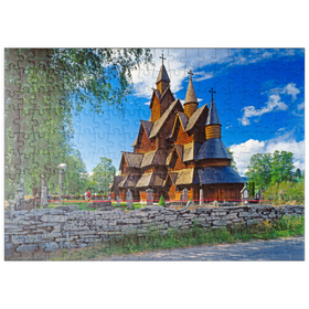 Darstellung des Puzzle Motivs Stabkirche in Heddal, Ortsteil von Notodden - Puzzleteile: 200