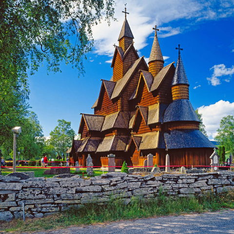Stabkirche in Heddal, Ortsteil von Notodden 200 Puzzle 3D Modell