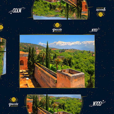 Blick von der Alcazaba der Alhambra zur Sierra Nevada, Granada, Andalusien, Spanien 1000 Puzzle Schachtel 3D Modell