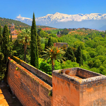 Blick von der Alcazaba der Alhambra zur Sierra Nevada, Granada, Andalusien, Spanien 100 Puzzle 3D Modell