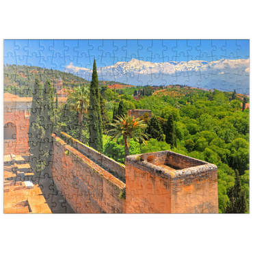 puzzleplate Blick von der Alcazaba der Alhambra zur Sierra Nevada, Granada, Andalusien, Spanien 200 Puzzle