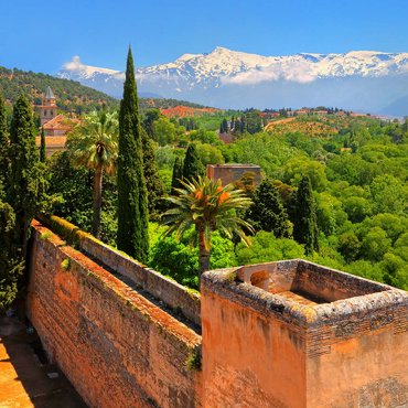 Blick von der Alcazaba der Alhambra zur Sierra Nevada, Granada, Andalusien, Spanien 500 Puzzle 3D Modell