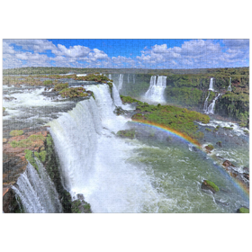 Darstellung des Puzzle-Motivs Iguazú-Wasserfälle mit Regenbogen, Paraná, Brasilien – Puzzleteile: 1000