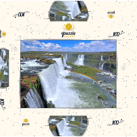 Iguazú-Wasserfälle mit Regenbogen, Paraná, Brasilien 100 Puzzle Schachtel 3D Modell