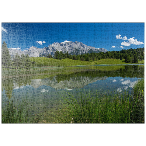 puzzleplate Wildensee gegen Karwendelgebirge (2385m), Mittenwald, Oberbayern 1000 Puzzle