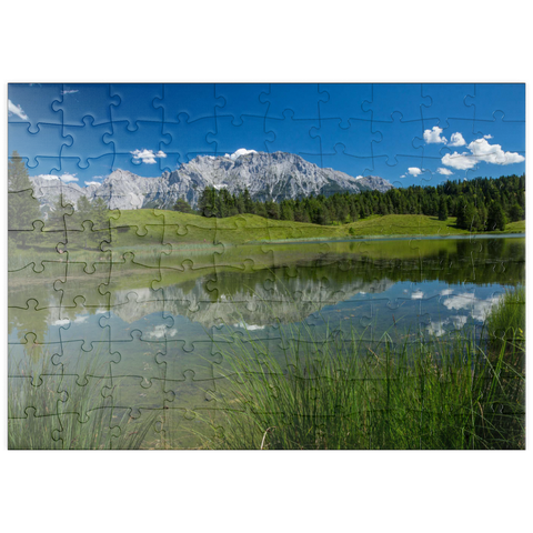 puzzleplate Wildensee gegen Karwendelgebirge (2385m), Mittenwald, Oberbayern 100 Puzzle