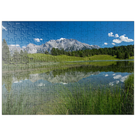 Darstellung des Puzzle-Motivs Wildensee gegen Karwendelgebirge (2385m), Mittenwald, Oberbayern – Puzzleteile: 200