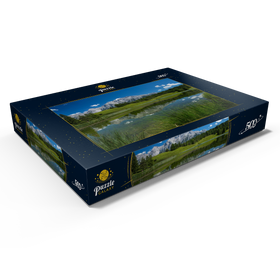 Alternative Darstellung des Puzzle-Motivs Wildensee gegen Karwendelgebirge (2385m), Mittenwald, Oberbayern – Puzzleteile: 500