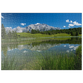 Darstellung des Puzzle-Motivs Wildensee gegen Karwendelgebirge (2385m), Mittenwald, Oberbayern – Puzzleteile: 500
