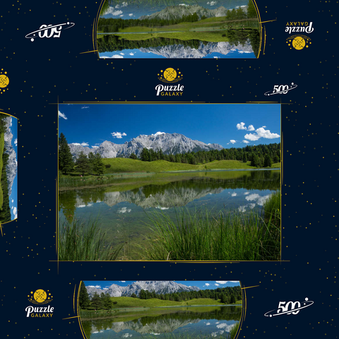 Wildensee gegen Karwendelgebirge (2385m), Mittenwald, Oberbayern 500 Puzzle Schachtel 3D Modell