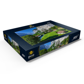 Darstellung des Puzzle Motivs Ort Lauterbrunnen mit dem Staubbachfall - Puzzleteile: 1000