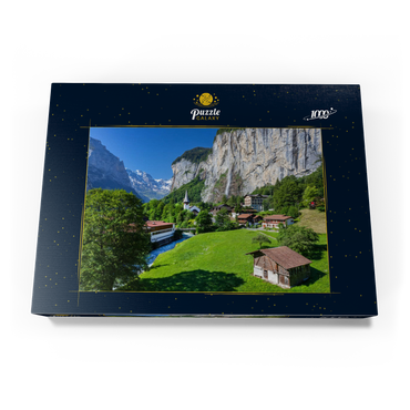Ort Lauterbrunnen mit dem Staubbachfall 1000 Puzzle Schachtel Ansicht3