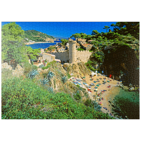 puzzleplate Blick über die Altstadt Vila Vella und Strand Es Codolar, Tossa de Mar, Spanien 1000 Puzzle