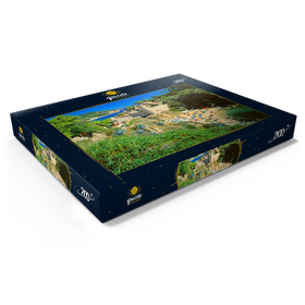 Darstellung des Puzzle Motivs Blick über die Altstadt Vila Vella und Strand Es Codolar, Tossa de Mar, Spanien - Puzzleteile: 200