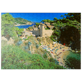 Darstellung des Puzzle Motivs Blick über die Altstadt Vila Vella und Strand Es Codolar, Tossa de Mar, Spanien - Puzzleteile: 200