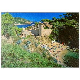 Darstellung des Puzzle-Motivs Blick über die Altstadt Vila Vella und Strand Es Codolar, Tossa de Mar, Spanien – Puzzleteile: 500