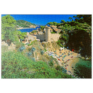 puzzleplate Blick über die Altstadt Vila Vella und Strand Es Codolar, Tossa de Mar, Spanien 500 Puzzle