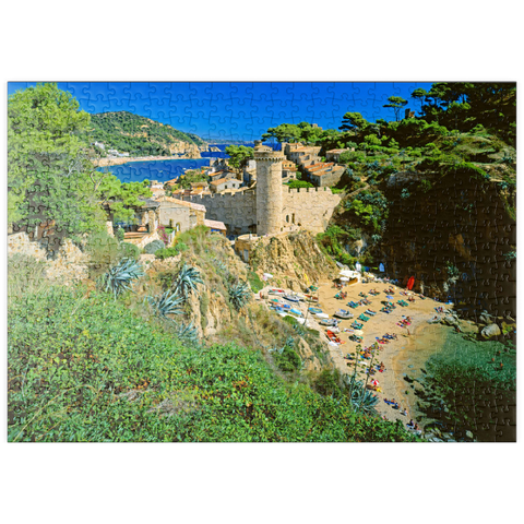 puzzleplate Blick über die Altstadt Vila Vella und Strand Es Codolar, Tossa de Mar, Spanien 500 Puzzle