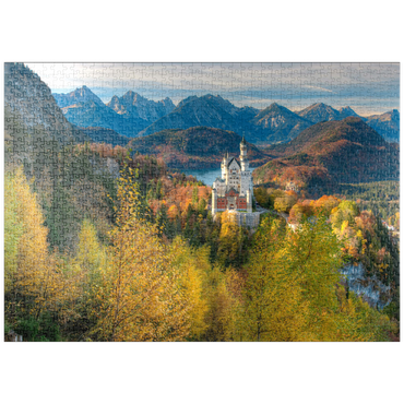 puzzleplate Schloss Neuschwanstein und Schloss Hohenschwangau mit Alpsee und Tannheimer Gebirge 1000 Puzzle