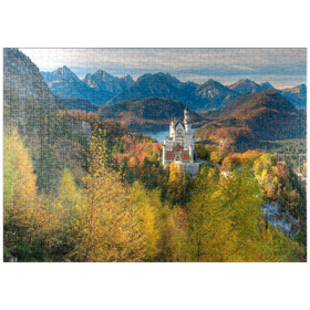 Darstellung des Puzzle Motivs Schloss Neuschwanstein mit Alpsee - Puzzleteile: 1000