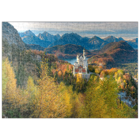 Darstellung des Puzzle Motivs Schloss Neuschwanstein mit Alpsee - Puzzleteile: 500