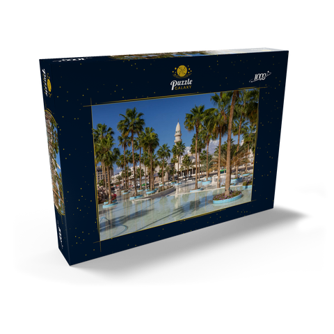 Brunnen mit Palmen auf dem Princess Haya Circle, Aqaba, Golf von Aqaba, Jordanien 1000 Puzzle Schachtel Ansicht2