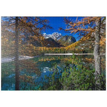 puzzleplate Pragser Wildsee im Naturpark Fanes-Sennes-Prags, Dolomiten, Provinz Bozen, Trentino-Südtirol 1000 Puzzle