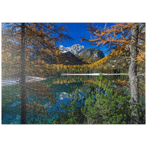 puzzleplate Pragser Wildsee im Naturpark Fanes-Sennes-Prags, Dolomiten, Provinz Bozen, Trentino-Südtirol 1000 Puzzle