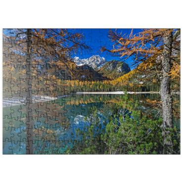puzzleplate Pragser Wildsee im Naturpark Fanes-Sennes-Prags, Dolomiten, Provinz Bozen, Trentino-Südtirol 200 Puzzle