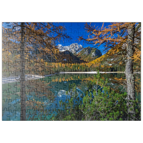 puzzleplate Pragser Wildsee im Naturpark Fanes-Sennes-Prags, Dolomiten, Provinz Bozen, Trentino-Südtirol 200 Puzzle