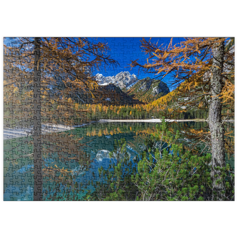 puzzleplate Pragser Wildsee im Naturpark Fanes-Sennes-Prags, Dolomiten, Provinz Bozen, Trentino-Südtirol 500 Puzzle