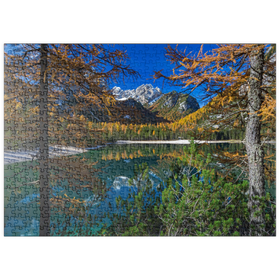 Darstellung des Puzzle Motivs Pragser Wildsee im Naturpark Fanes-Sennes-Prags, Dolomiten, Trentino-Südtirol - Puzzleteile: 500