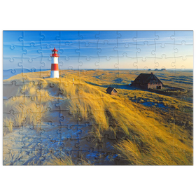 Darstellung des Puzzle-Motivs Östlicher Leuchtturm am Ellenbogen, List, Insel Sylt – Puzzleteile: 100
