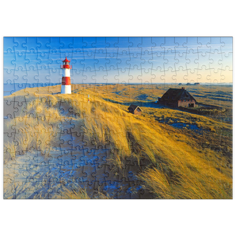 puzzleplate Östlicher Leuchtturm am Ellenbogen, List, Insel Sylt 200 Puzzle