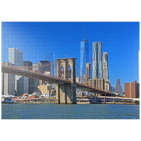 Darstellung des Puzzle-Motivs Blick zur Brooklyn Bridge mit One World Trade Center, Manhattan, New York City, USA – Puzzleteile: 1000