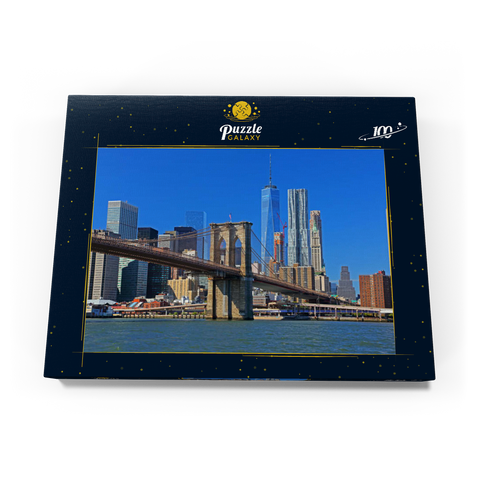 Blick zur Brooklyn Bridge mit One World Trade Center, Manhattan, New York City, USA 100 Puzzle Schachtel Ansicht3