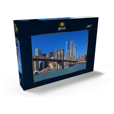 Blick zur Brooklyn Bridge mit One World Trade Center, Manhattan, New York City, USA 500 Puzzle Schachtel Ansicht2